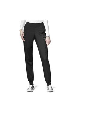 WONDERWINK W123 Comfort Cargo Jogger Women's Scrub Pants-MEDIUM PETITE-Black